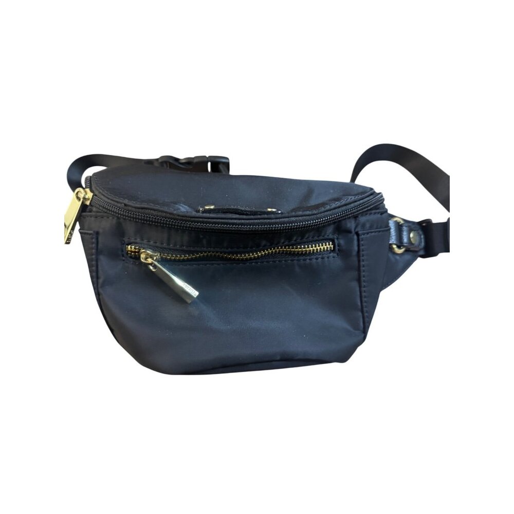 Tutilo New York Nylon Waist Pack Belt Bag Black Gold Zippers